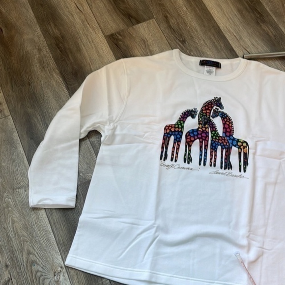 NWT Laurel Burch top rate giraffe original size 2XL white top - Picture 5 of 7